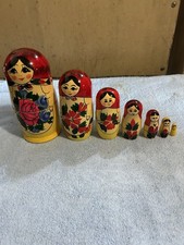 Vintage Hand Painted Russian Matryoshka Semenov 7 Piece Nesting Dolls picture