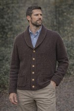 VTG Great Northern Knitters Wool Shawl Cardigan 46 Chunky Knit Brown Canada picture