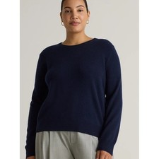 Quince Fisherman Crewneck Sweater Womens M Navy Excellent Mongolian Cashmere picture