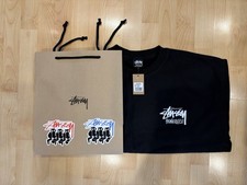 NWT Authentic Stussy Honolulu Black Crew Mens L with Bag & Sticker - SHIPS ASAP picture