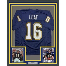 Framed Signed Ryan Leaf 35x39 San Diego Dark Blue Jersey Beckett COA picture