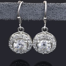Certified White Diamond 3.00Ct. Round Shape Earring In 925 Silver - Tariffs Free picture