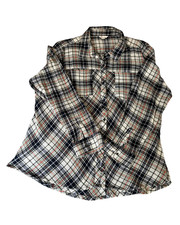 Cato Women's Plaid Gauze Look Long Sleeve Button Up Shirt Top Plus Size 22/24W picture