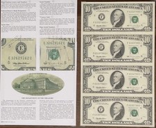 Series 1995 $10 Uncut Sheet of 4 Star Notes - Atlanta 