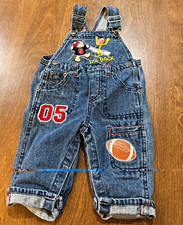 Vintage Baby Boys Denim Sports Overalls 3/6 Month picture