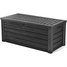 Keter Westwood 150 Gallon Outdoor Furniture Storage Deck Box Dark Gray(Open Box) picture