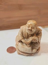 Vintage Okimono Netsuke Resin Hand Carved Man Artisan Figurine 2.5