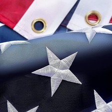 US American Flag Heavy Duty Luxury Embroidered Stars Sewn Stripes Grommets Nylon picture