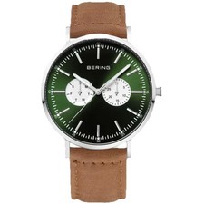 Bering Classic Green Sunray Dial Sapphire Sub Second 40mm Mens Watch 14240-508 picture