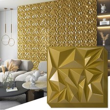 Art3d 33-Pack 3D Wall Panels for Interior Decor, 12x12 Inch, Gold  picture
