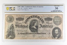 1864 $100 Confederate States Of America T-65 PF-1 CR-493 Very Fine 30 PCGS *4384 picture