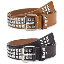 Studded Punk Rock Rivet Belt for Men & Women Pyramid Metal Design with Silver US picture