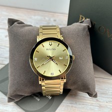 Bulova Futuro Modern 97D115 Gold Dial Diamond Calendar Men's Quartz Watch 42mm picture