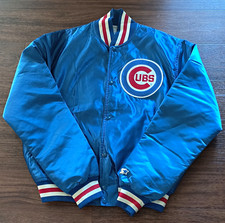 Starter Chicago Cubs MLB Officially Licensed Blue Satin Snap Button Jacket picture