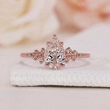 IGI Certified 1.63ct Lab Grown Diamond Engagement Ring 14k Rose Gold Pear picture