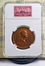 HK-12 Pacific Railway Completion US Mint Medal with Vintage Stamps - Nice W4 picture