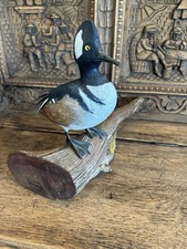 Vintage Hand Carved Wooden Hooded Merganser Duck - Signed By Artist picture