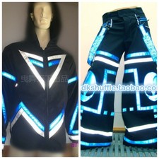 Ghost Dance Reflective Coat+ Pant Gear Reflective Dance Wear Hardstyle Customize picture
