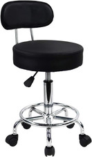 KKTONER PU Leather Rolling Stool Mid-Back with Footrest Height Adjustable Office picture
