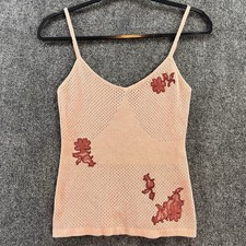 VTG Y2K BCBG MAXZRIA Knit Camisole Sz M Silk/Wool Pink Coquette Romantic Flirty picture