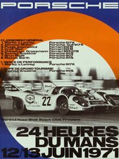 VINTAGE 1971 LE MANS AUTO RACING POSTER PRINT 24x18 9MIL PAPER picture