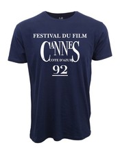 1992 CANNES FILM FESTIVAL DISTRESSED LOGO NAVY T-SHIRT picture