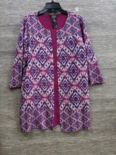 Travelers By Chico's Crinkle Ikat Textured Reversible Cardigan Sweater 2 US L picture