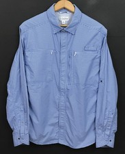 Coolibar Men's UPF 50+ Fishing Shirt Blue Gingham Long Sleeve Button Up Size L picture