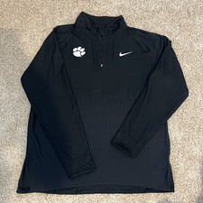 Size Large-Clemson Tigers Nike Team Issued Black 1/4 Zip DriFit ADV Longsleeve picture