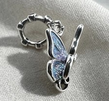Pandora Blue Glitter Fairy Wings Butterfly Dangle Charm S925 Silver  w/ Gift Box picture