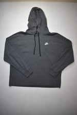 Nike Sportswear Club Fleece Hoodie Mens Large L Gray Charcoal Pullover Sweatshir picture