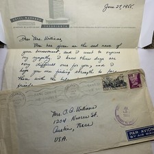 1955 HOTEL MARHABA CASABLANCA MOROCCO COVER & LETTER TO AUSTIN, MISSENT HOUSTON picture