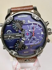 NEW DIESEL DZ7314 MR. DADDY GUNMETAL,BROWN LEATHER BAND,4 TIMES ZONE, No box . picture