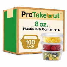 ProTakeOut, [8 oz] Heavy-Duty PP Deli Containers with Lids – 100 Sets  Durable picture