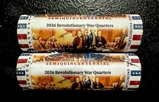 2026 Revolutionary War Quarters 25C $10 Two Coin Rolls P Business Strike picture