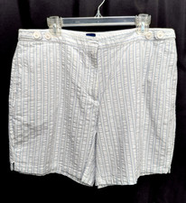 XL 18 BASIC EDITIONS KMART PUCKERED STRIPE WOVEN 100% COTTON ZIP FLY SHORTS picture