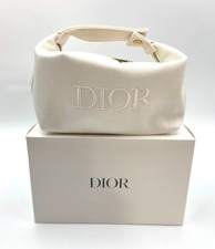 Christian Dior Cosmetic Makeup Bag Pouch With Top Handle New in Box~ White picture