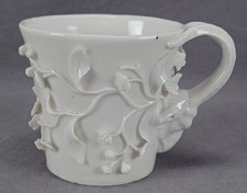 18th Century French Chantilly White Floral Encrusted Porcelain Mug C.1760-1800 picture