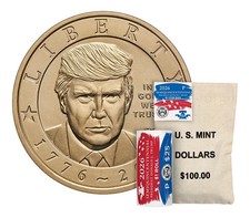 2026 Semiquincentennial President Donald J. Trump $1 Coin Bag $100 **IN HAND** picture