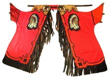Adult Bull Riding Chaps Red & Black Skeleton Chief Bull Riding Rodeo Chaps 29
