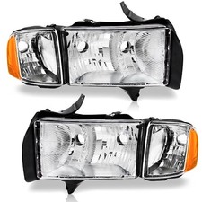 WEELMOTO Headlights For 1999-2001 Dodge Ram 1500 Sport w/Corner Lamps Left+Right picture