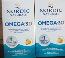 Nordic Naturals Omega-3D, Lemon Flavor - 60 Soft Gels - 690 mg - 2 BOXES picture