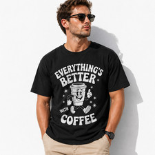 Everything’s Better With Coffee T-Shirt | Retro 1930s Cartoon Style Graphic Tee picture