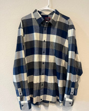UNTUCKit Men's Plaid Flannel Shirt Blue White 100% Cotton 3XL picture