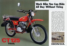1977 HONDA CT125 VINTAGE MOTORCYCLE AD POSTER PRINT 25x36 9MIL PAPER picture