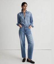Madewell The Slouchy Boyjean Light Wash Distressed Denim Jeans Size 23 picture