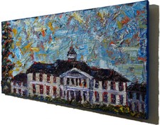ORIGINAL OIL█PAINTING IMPRESSIONIST ARt SIGNED CITY BUILDINGS NYC█POP A 36 x 18