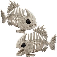 JOYIN 2 PCS 9.5 Halloween Posable Fish Skeleton Decor, Animal Plastic Bones with picture