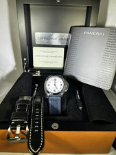 Preowned Panerai Luminor PAM00114 Manual Stainless 44mm Extra Strap Full Set  picture