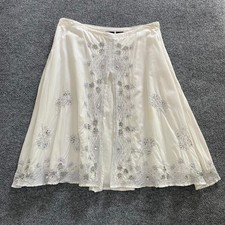 Whimsy cottage core vintage beaded embroidered white cotton skirt picture